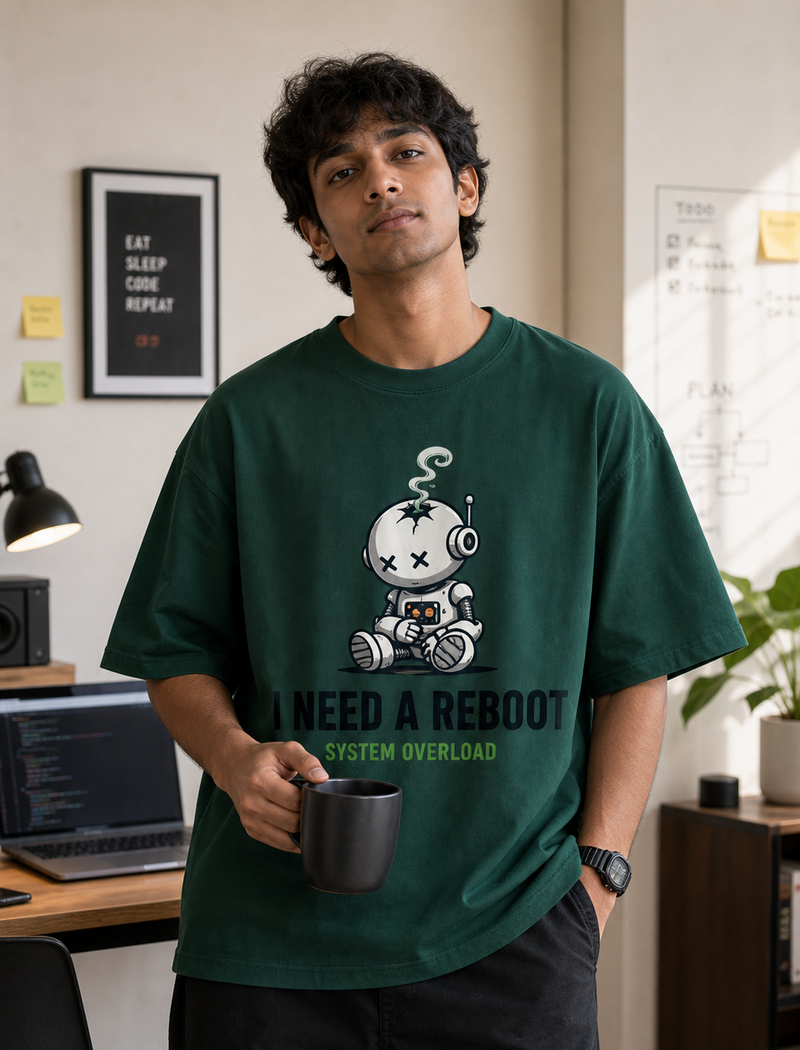 I need a robot 240 gsm cotton tech T-shirt by Code.Wear()